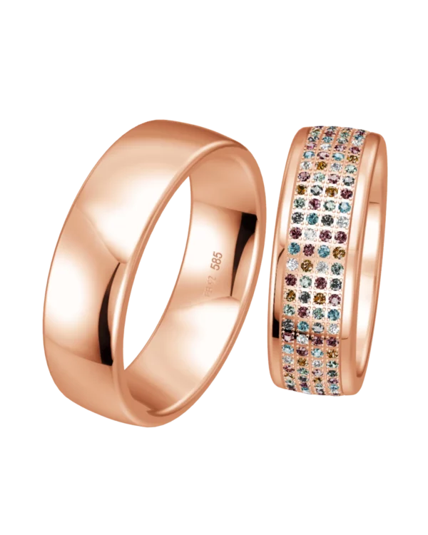 Alliance Breuning Color or rouge 585 diamants multicolores 7 mm