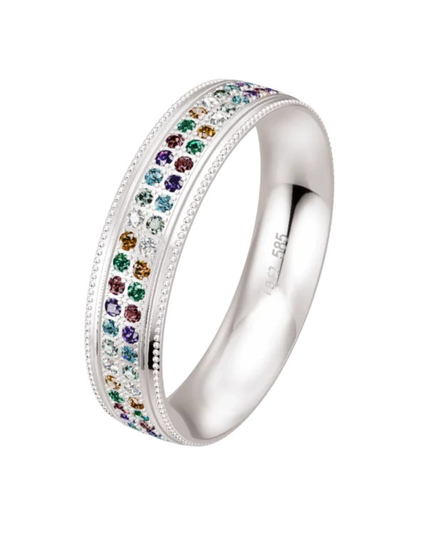 Alliance Breuning Color or blanc 585 diamants multicolores 5 mm