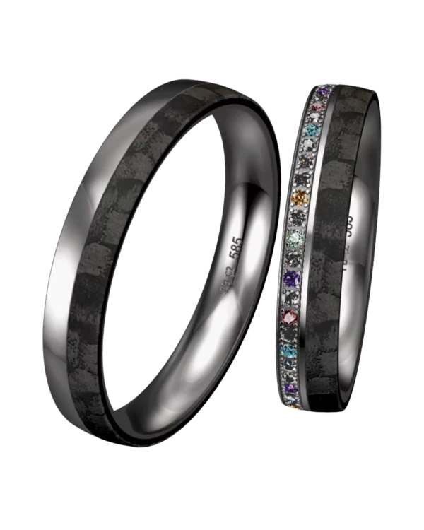 Alliance Breuning Carbon or gris 585 diamants multicolores 4 mm