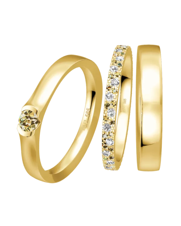Alliance Breuning or jaune 585 poli 2 mm diamants