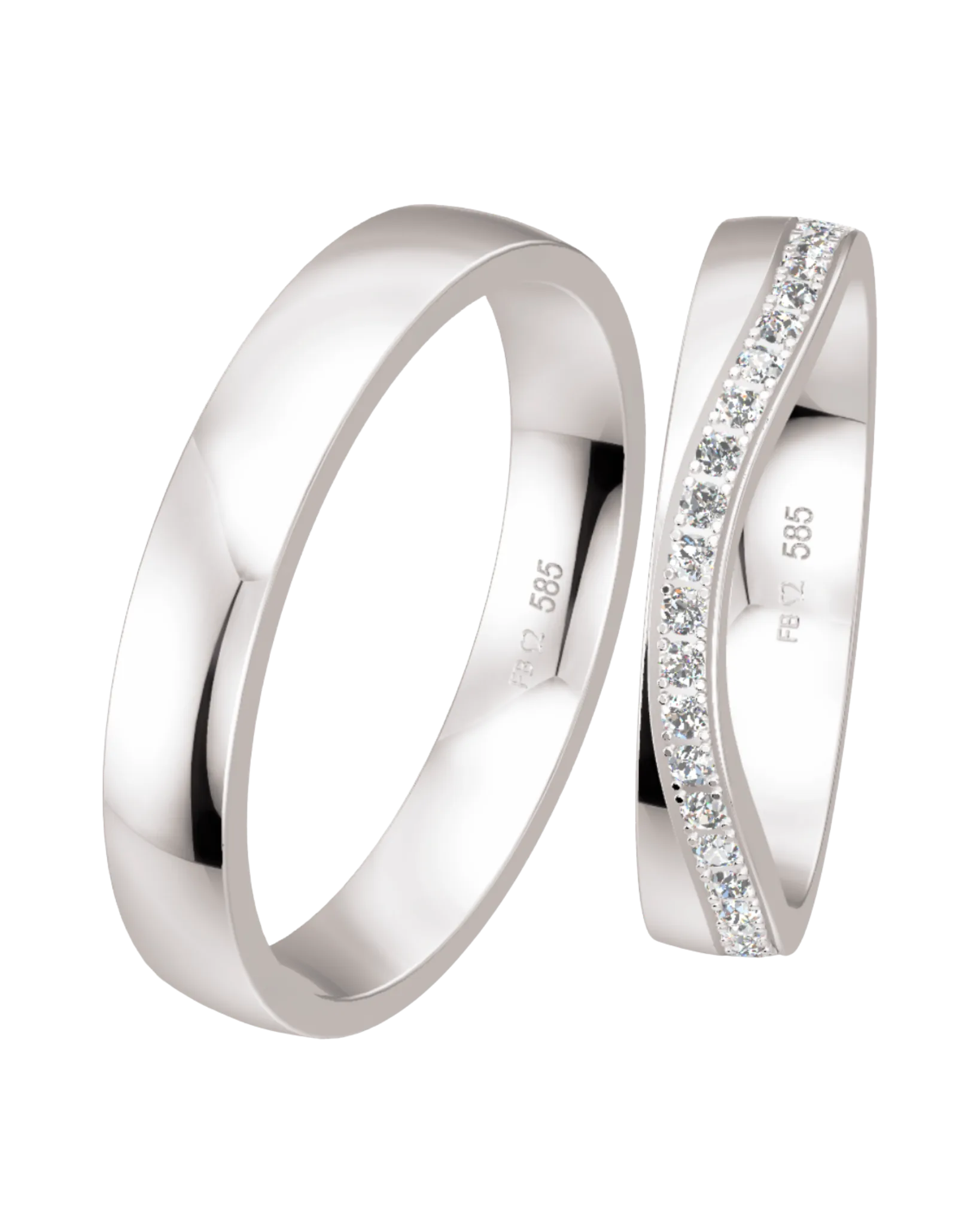 Alliance Breuning Side Stone or blanc 585 diamants 4 mm