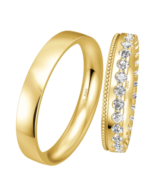 Alliance Breuning Side Stone or jaune 585 diamants 4 mm
