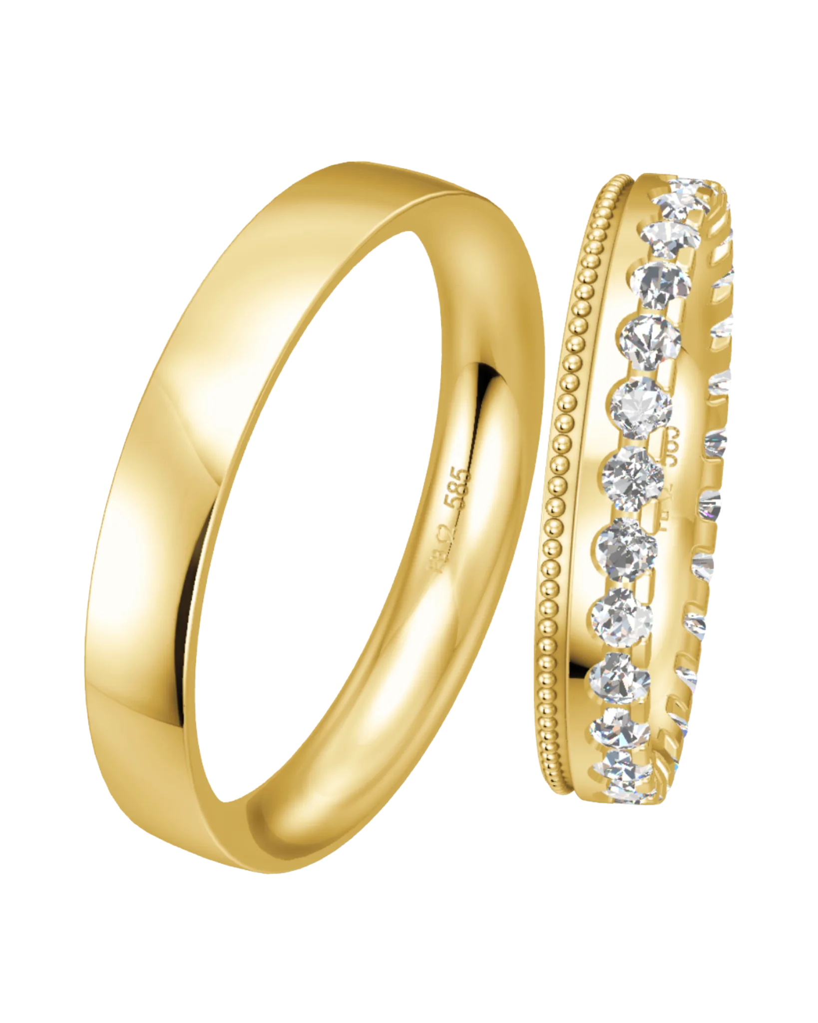 Alliance Breuning Side Stone or jaune 585 diamants 4 mm