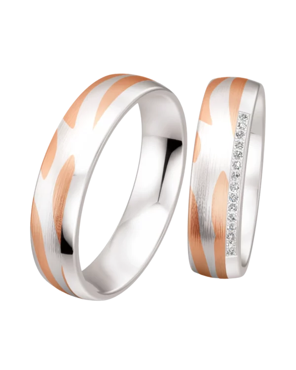 Alliance Breuning Blended Wave or blanc et rouge diamant 5.5 mm