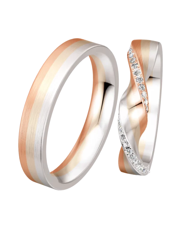 Alliance Breuning Blended Wave or rouge, Blush et blanc diamant 4.5 mm