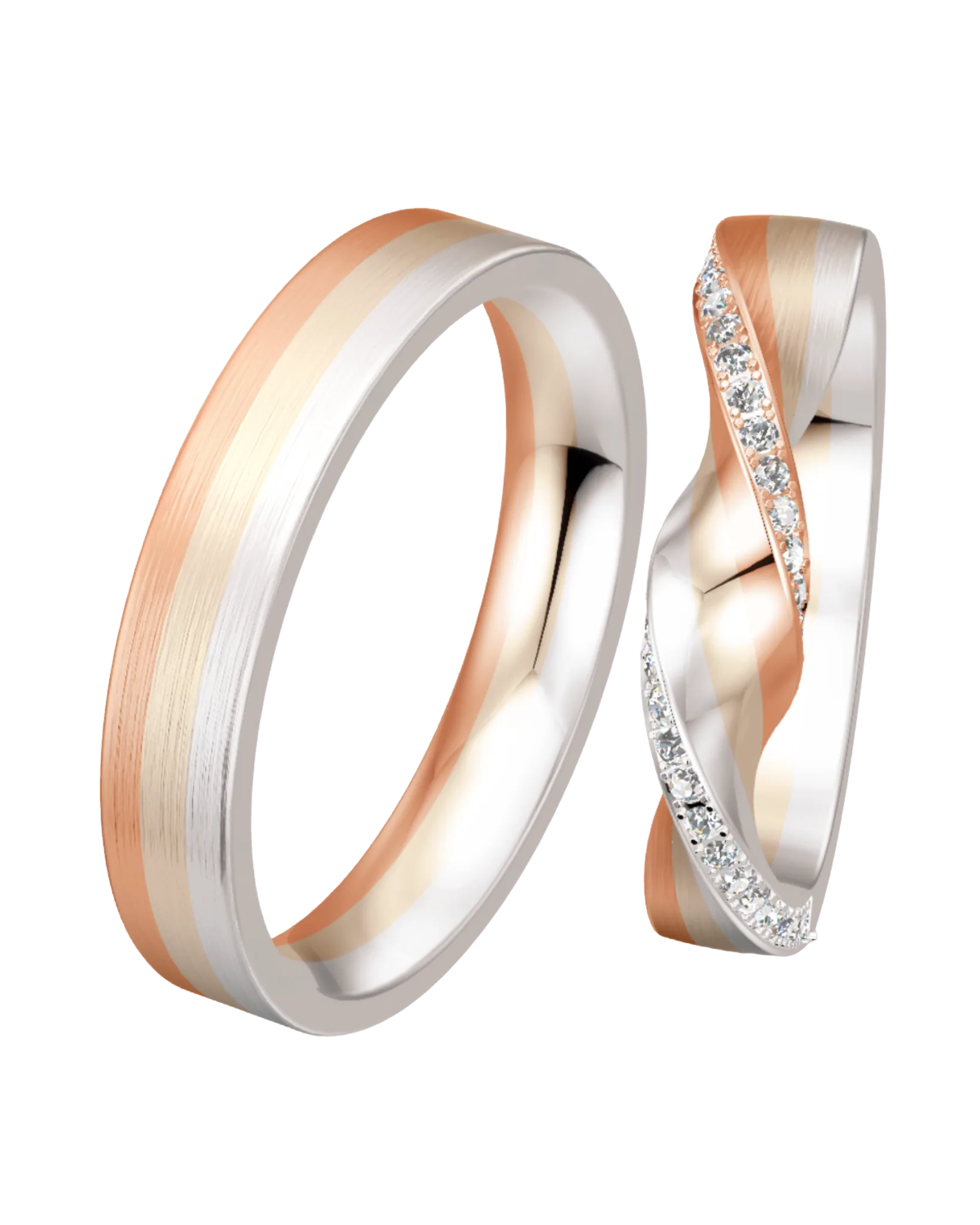 Alliance Breuning Blended Wave or rouge, Blush et blanc diamant 4.5 mm