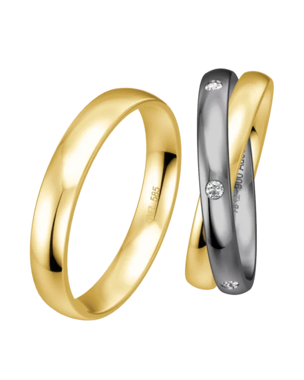 Alliance Breuning Roll Ring tantale 900 et or jaune 585 diamants 3 mm