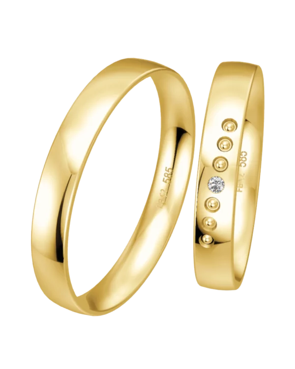Alliance Breuning Perlage or jaune 585 diamant 3.5 mm