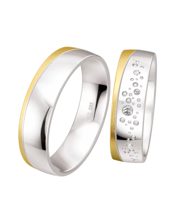 Alliance Breuning Sparkling or jaune et blanc 585 diamant 6 mm