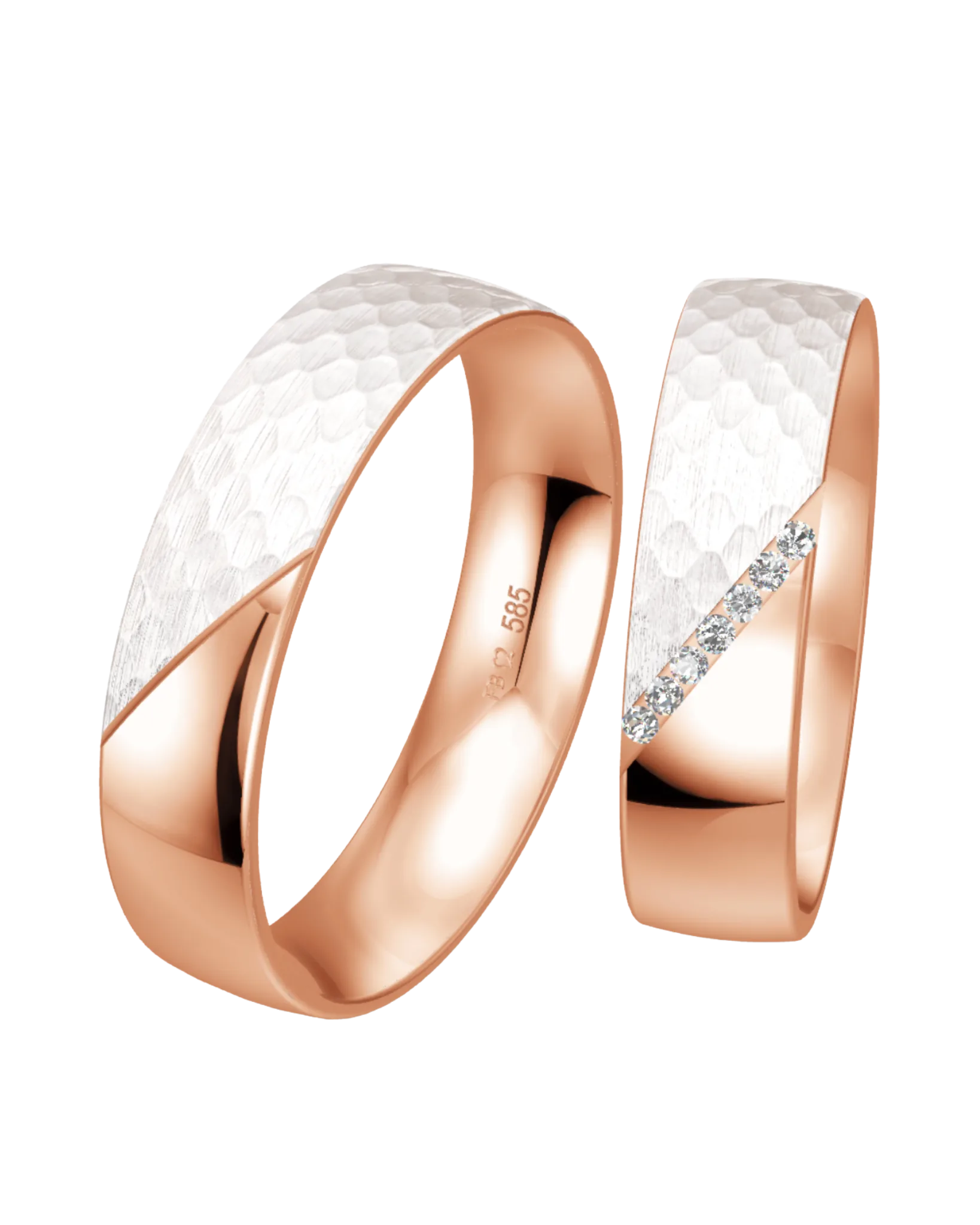 Alliance Breuning Diamond Line or blanc et rouge diamant 5.5 mm