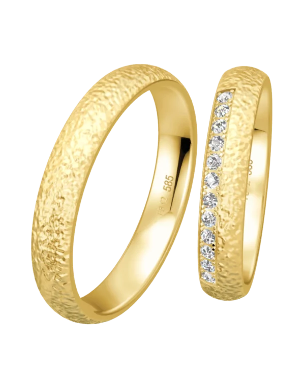 Alliance Breuning Side Stone or jaune 585 diamants 4 mm