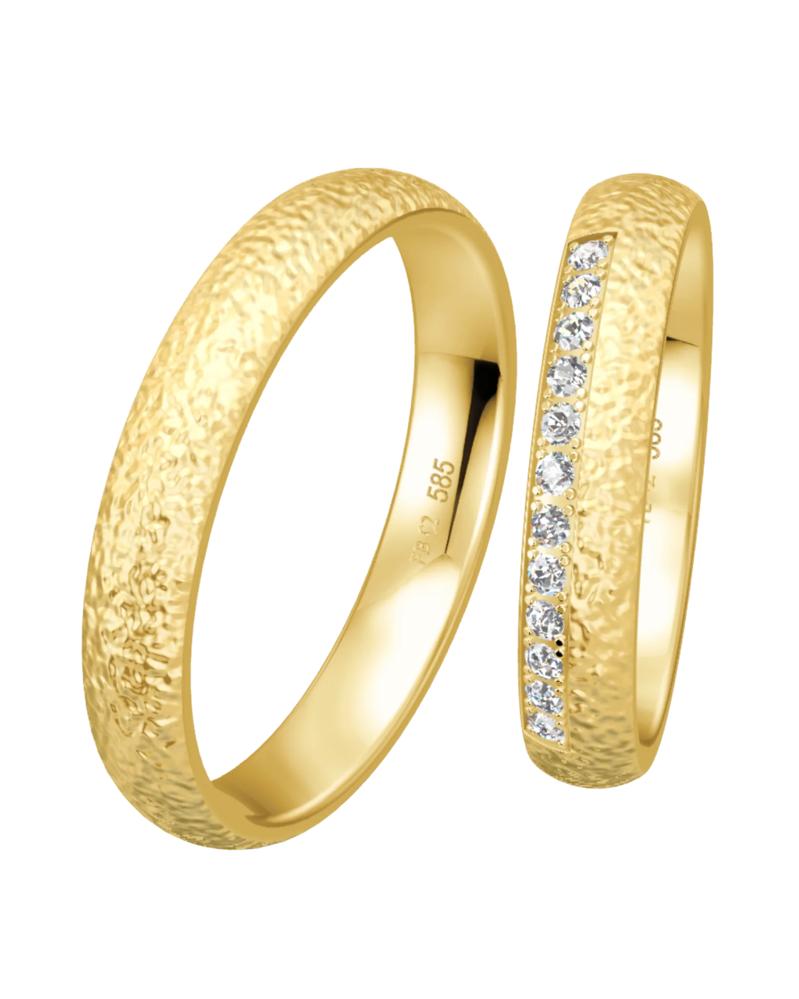 Alliance Breuning Side Stone or jaune 585 diamants 4 mm