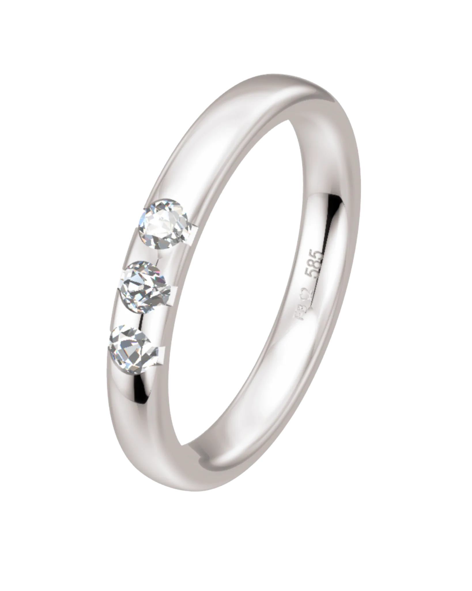 Mémoire Breuning or blanc 585 diamants 3.8 mm