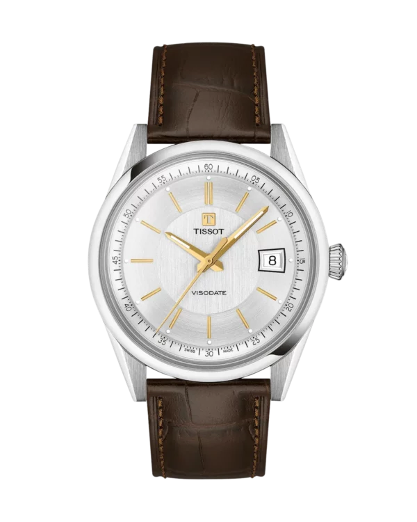 Tissot Visodate 39mm Cuir Argenté