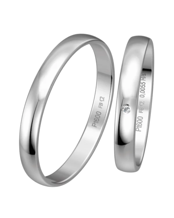 Paire d'alliance platine 600 diamant 0.0055ct Breuning 2