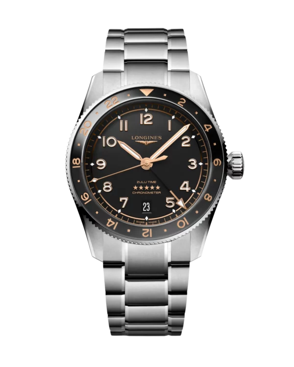 Longines Spirit Zulu Time 39mm Black Rose dorée