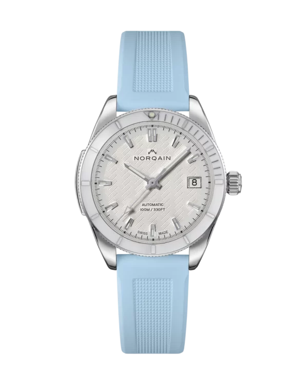 Norqain Adventure 37mm Blanc CAOUTCHOUC BLEU CLAIR