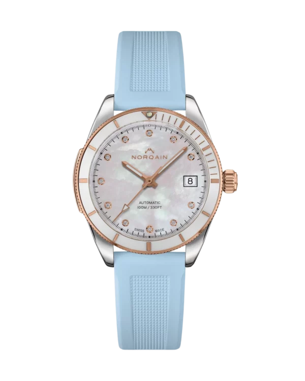 Norqain Adventure 37mm S&G MOP Rubber Bleu clair