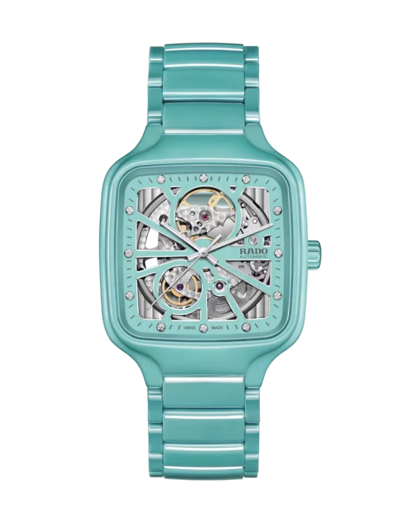 Rado True Square Automatic Open Heart Diamonds Turquoise