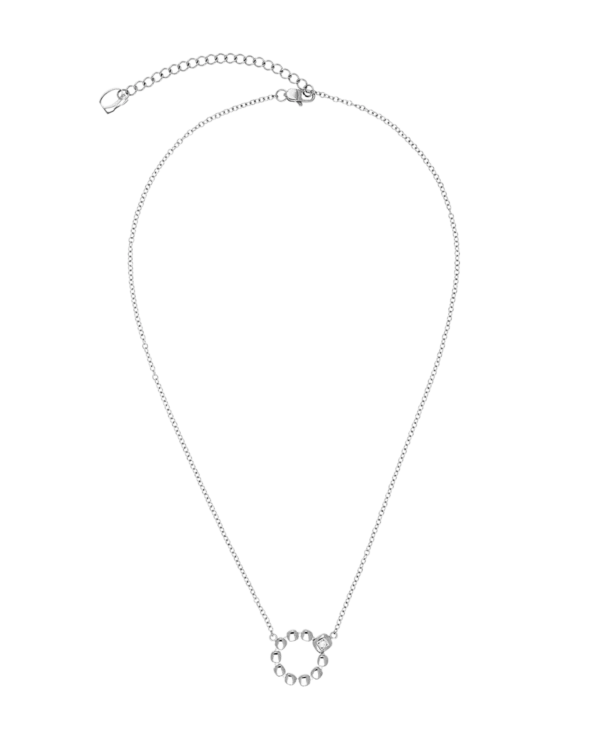Necklace small soft cube circle glow silver