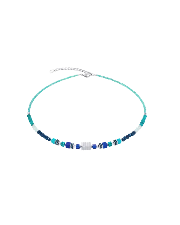 Necklace wave precious flow silver teal