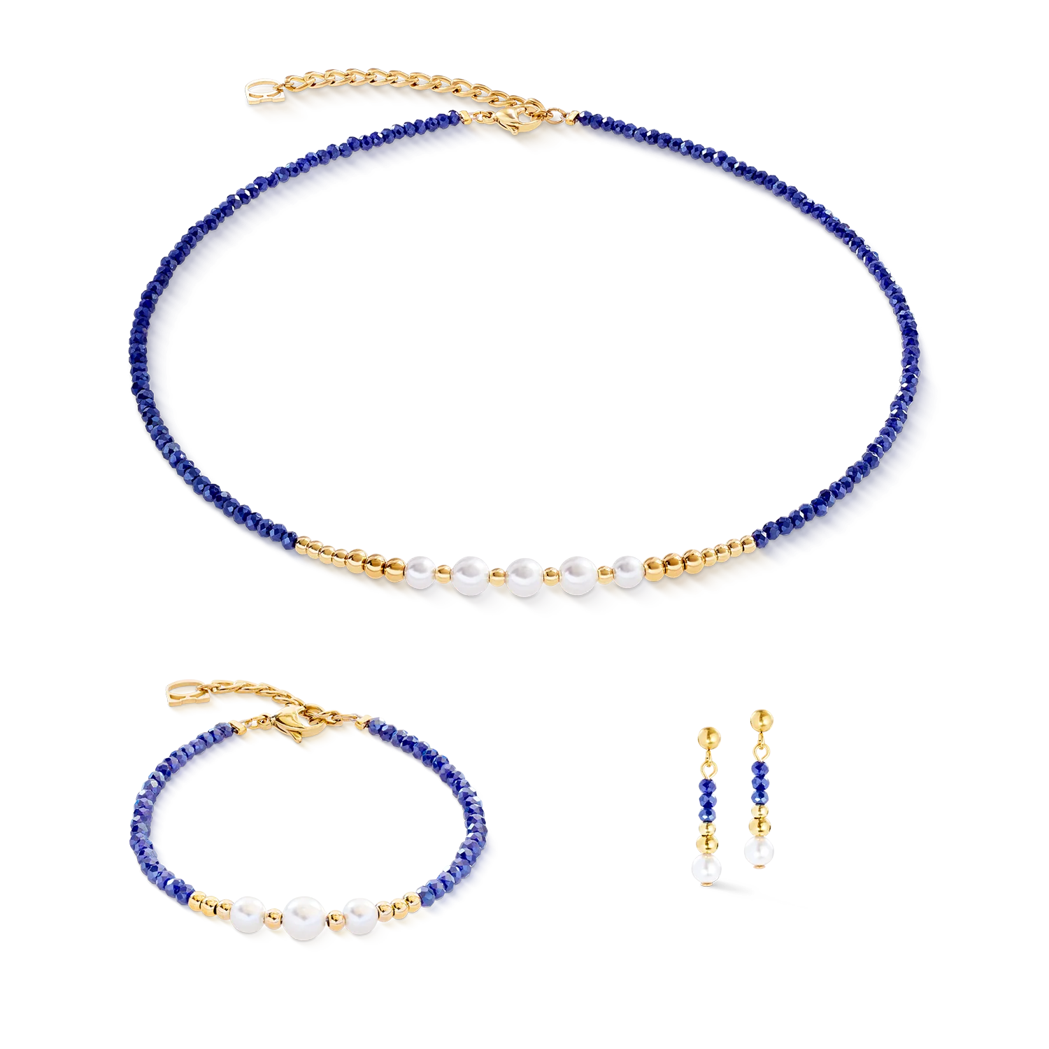 Bracelet Pearl Line bleu et doré – Image 2