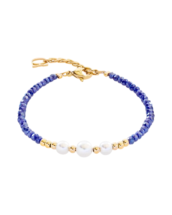 Bracelet Pearl Line bleu et doré COEUR DE LION