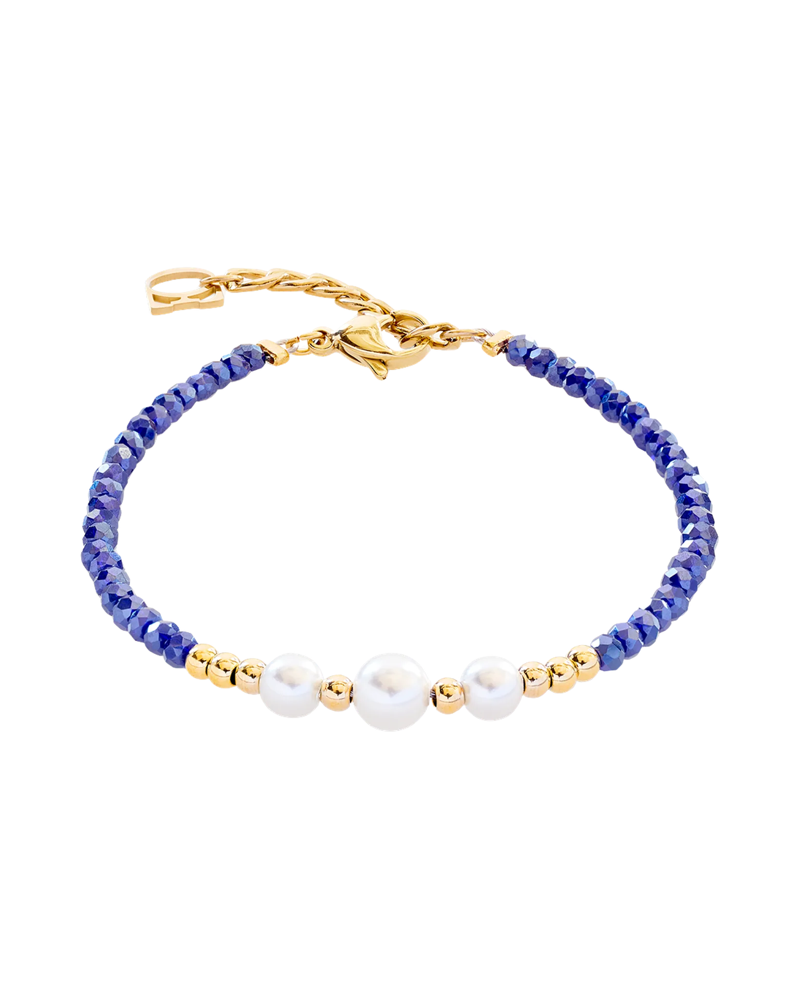 Bracelet Pearl Line bleu et doré COEUR DE LION