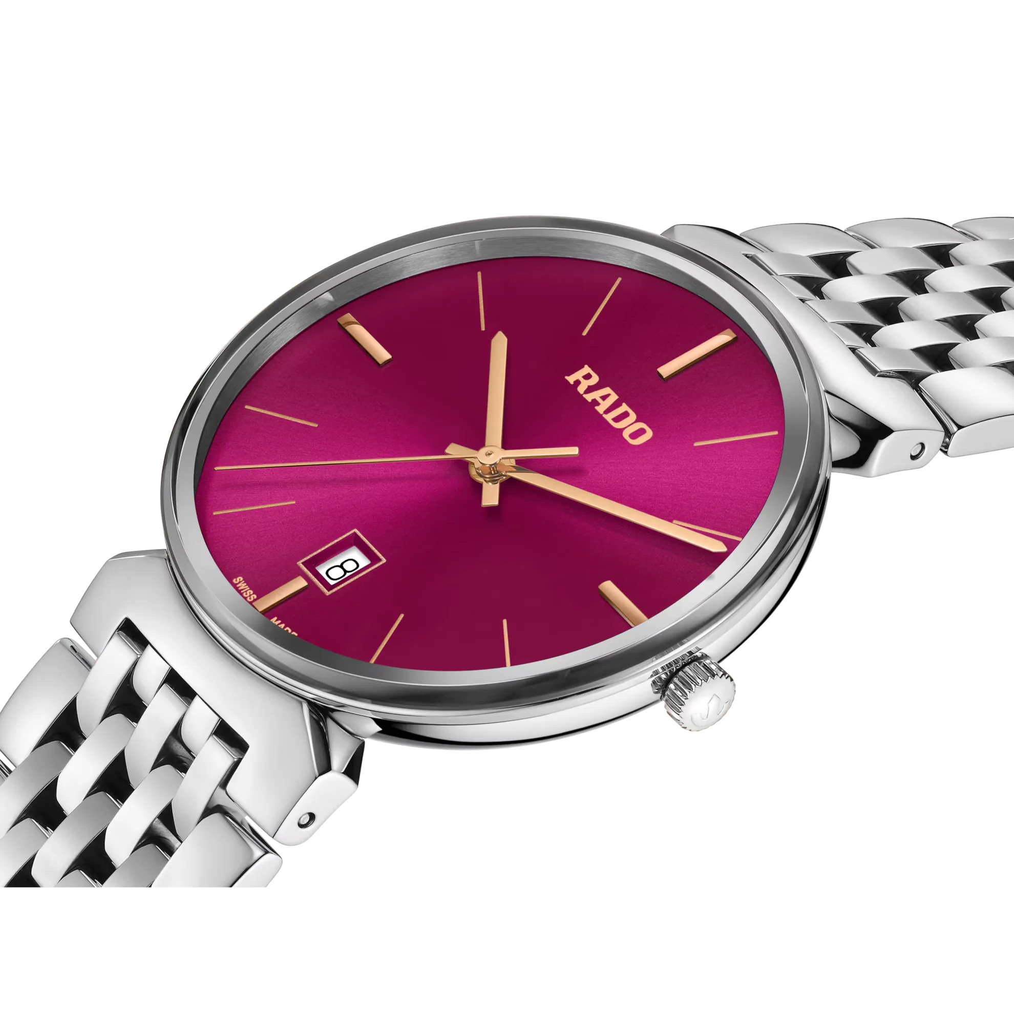 cadran rouge et bracelet argenté