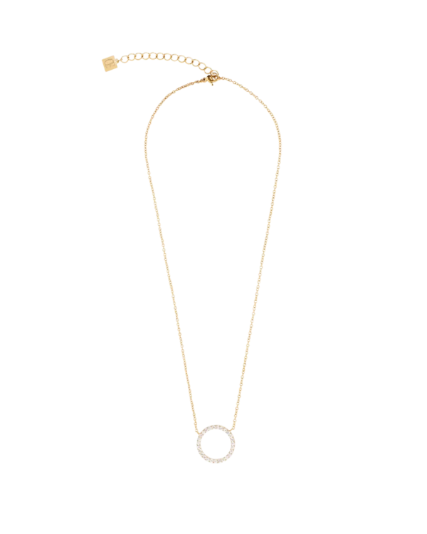 Necklace sparkling circle gold crystal